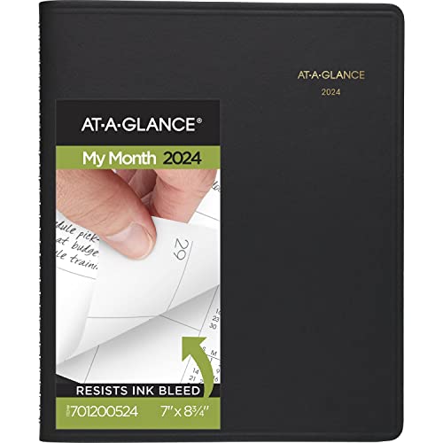 AT-A-GLANCE 2024 Monthly Planner, 7" x 8-3/4", Medium, Black (701200524)