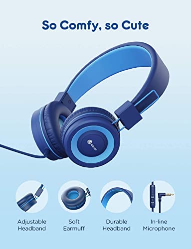 iClever [2 Pack] Kids Headphones with Microphone - Headphones for Boys Girls with Safe Volume Limited 85dB/94dB, Adjustable Foldable Headphones for Online School/Travel/Tablet