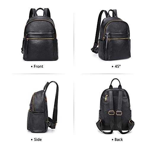 Kattee Genuine Leather Backpack Purse for Women Multi-functional Elegant Daypack Soft Leather Shoulder Bag Shopping Trip, Medium, Apricot