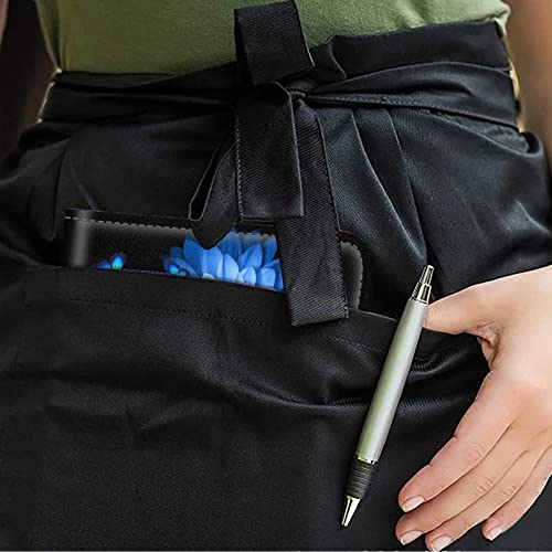 Server Books for Waitress,PU Leather Waiter Book Server Wallet with Zipper Pocket, Cute Waitress Book&Waitstaff Organizer with Money Pocket Fit Server Apron, Green Tree (Blue Flying Butterfly, Medium)