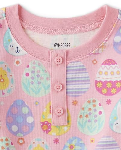 Gymboree,and Toddler Easter Gymmie Short Sleeve Top and Pant Cotton 2-Piece Pajama Sets,Easter Pink Print,12