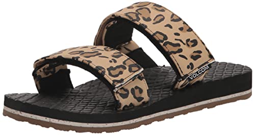 Volcom Women's ECO Recliner Slide Sandal, Leopard, 5