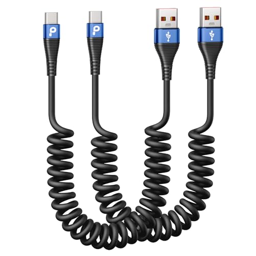 USB C to USB C Charger Cable [2-Pack 3FT], Coiled USB C Charger Cable for Car, Type C Fast Charging USBC to USBC Cable for iPhone 16/15/15 Pro/15 Plus/15 Pro Max/Samsung Galaxy S23 More USB C Devices