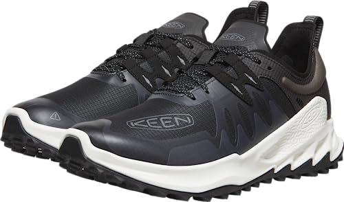 KEEN Men's Zionic Low Height Waterproof All Terrain Hiking Shoes, Steel Grey/Poppy Red, 14