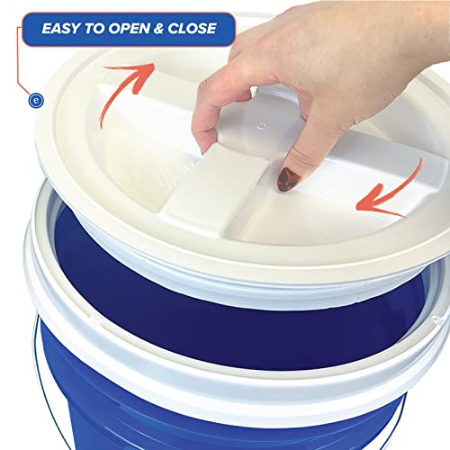 ePackageSupply 5 Gallon White Bucket with Gamma Seal Screw on Airtight Lid | Made in USA | Food Grade | Heavy-Duty | Durable 90 Mil All Purpose Pail | Easy Stack and Store | BPA Free (3 Count), Blue