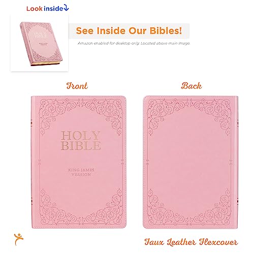 KJV Holy Bible, Giant Print Full-size Faux Leather Red Letter Edition - Thumb Index & Ribbon Marker, King James Version, Pink (KJV Giant Print Full Size Bible)