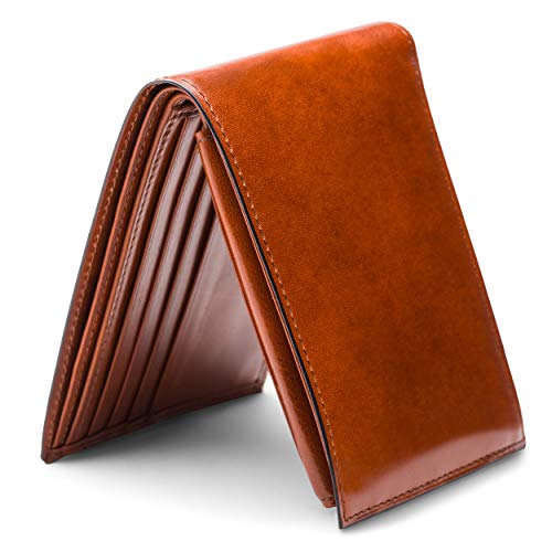 Bosca Men's Leather Wallet with Removable ID Passcase - Bifold Wallet for Men With 8 Card Slots, Premium Hand-Stained Leather With Gift Packaging, Amber Brown