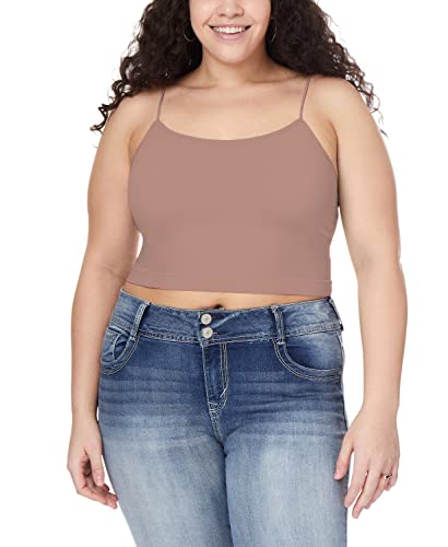 WallFlower Women's Carson Insta Smooth Seamless Shelf Bra Camisole 2-Pack (Standard and Plus), Black Night/Snow White, Small