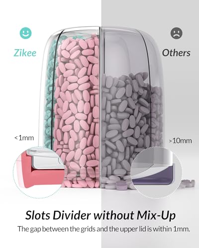 ZIKEE Large Pill Bottle Organizer with Anti-Mixing & Wide Openings Design, Pill Dispenser Holds Monthly Vitamins, Travel-Friendly Supplement Organizer Easy to Fill & Retrieve with a Handle, 20 Labels