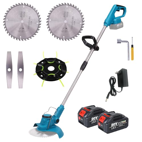 Kakyoin 20V String Trimmer,Electric Weed Eater,Cordless,8 inch Circular Blade, Long Blade,2 Batteries and Charger Included (W2D0016)