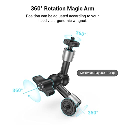 SMALLRIG Super Clamp w/ 1/4" and 3/8" Thread and 5.8 Inches Adjustable Friction Power Articulating Magic Arm with 1/4" Thread Screw for LCD Monitor/LED Lights - KBUM2730