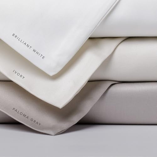 Fishers Finery 100% Egyptian Cotton Pillowcases - Breathable and Soft Hotel Quality - Luxurious 500 Thread Count Long-Staple Pure Cotton with Sateen Weave (Ivory,SQ,2Pack)