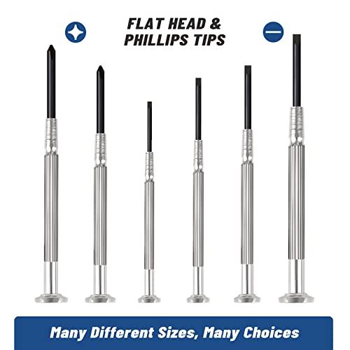 6PCS Mini Precision Screwdriver Set, XAQISHIRE Small Screwdriver Kit with 6 Different Size Flathead and Phillips Screwdrivers, Ideal For Watch, Jewelers, Eyeglass, Toys, Computer, Electronic Repairs