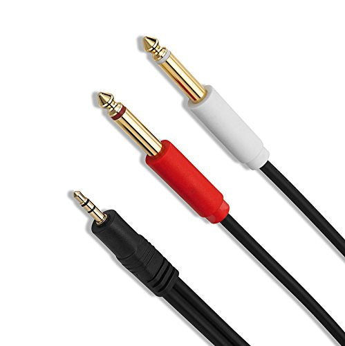 3.5mm 1/8 inch TRS to Dual 6.35mm 1/4 inch TS Mono Stereo Y-Cable Splitter Audio Cord Adapter Cable for iPhones/PC/Computer Sound Card/Amplifiers/Mixer/Multimedia Speaker/Home Stereo System(5ft/1.5M)