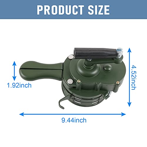 DICMIC Metal Hand Crank Siren Horn, Manual Handheld Air Raid Siren, Portable Loud Emergency Safety Siren, Green