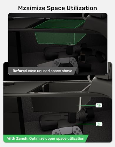 Zanch Tesla Model Y/3 Armrest Console Organizer, ABS Storage Tray for Model Y Accessories 2023-2020 & Model 3 2023~2021, with Black [Built-in Silicone Liner] - 1PCS