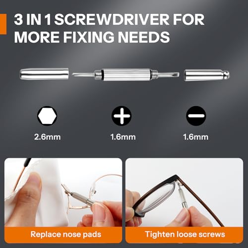 Glasses Cleaner,8 in 1 Glasses Cleaning Kit with 24H Anti Fog Eyeglass Cleaner Spray| Portable Glasses Cleaner Tool|Eye Glass Clean Cloths, Glasses Anti Slip with Soft Eyeglass Nose Pads & Ear Grip