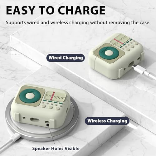 KOREDA Compatible with AirPods Pro 2nd Generation Case Cover with Cleaner Kit, Cute Funny Radio Design Soft Silicone Shock-Absorbing Protective Cover with Lanyard