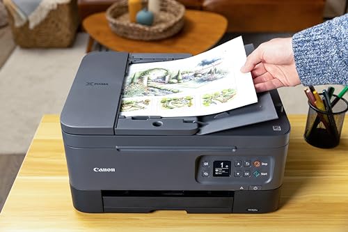 Canon PIXMA TR7020a All-in-One Wireless Color Inkjet Printer, with Duplex Printing, Mobile Printing, and Auto Document Feeder, Black, Works with Alexa