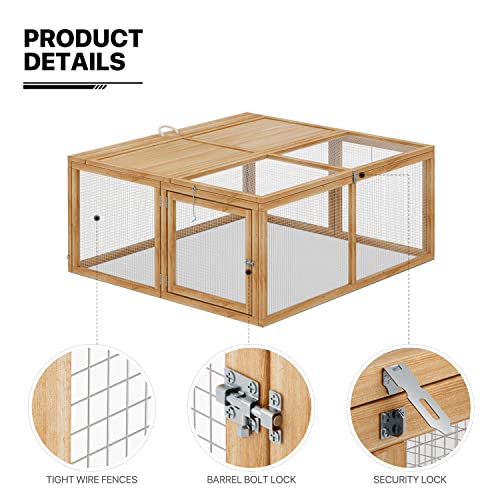 MoNiBloom Portable Chicken Run Rabbit Hutch Folding Chicken Cage Hen Coop for Indoor/Outdoor, Top and Side Opening Doors Small Animal Pet Playpen No Assembly Required Poultry Cage 45.5 x 42.5 x 20 in