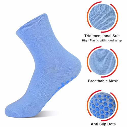 ELUTONG Non Slip Grip Socks Kids Anti-Skid Socks 12 Pairs for 1-7T Baby Toddler Boys and Girls