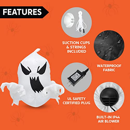 Joiedomi 4.5 ft Tall Halloween Inflatable Outdoor Decorations, Blow Up Halloween Yard Decorations Inflatable Ghost Halloween Decor, Blow Up Ghost with Candy Basket for Halloween Window Decoration