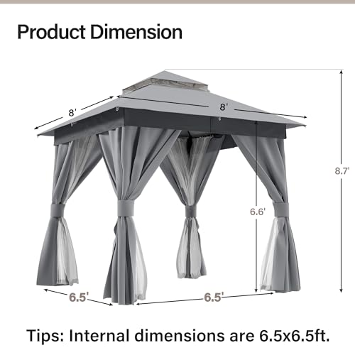 LAUSAINT HOME Outdoor Patio Gazebo 10'x10' with Expansion Bolts, Heavy Duty Gazebos Shelter Party Tent with Double Roofs, Mosquito Nettings and Privacy Screens for Backyard, Garden, Lawn, Navy Blue