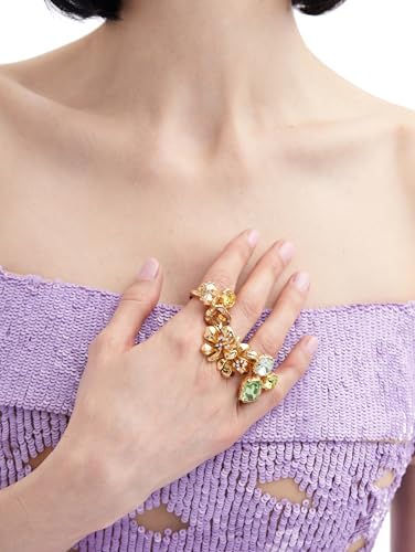 Oscar de la Renta, Twin Flower Ring, Gold