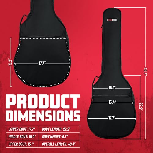 Gator Cases Foam Padded Acoustic Bass Guitar Gig Bag, Fits Acoustic Bass Guitars up to 49.3" in Length (GBE-AC-BASS)