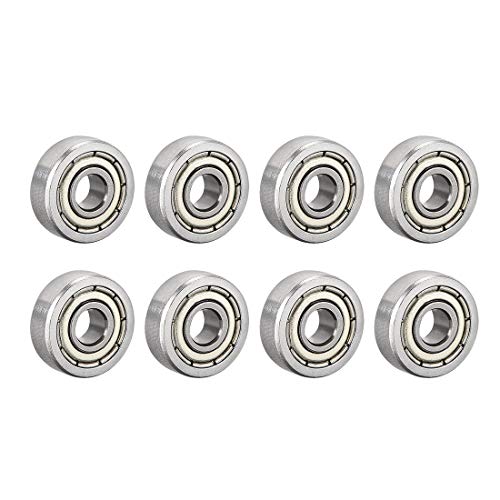 uxcell 604ZZ Deep Groove Ball Bearing Double Shield 604-2Z 80014, 4mm x 12mm x 4mm High Carbon Steel Z1 Bearings (Pack of 8)