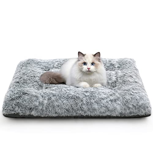 KISYYO Fixable Deluxe Plush Dog Bed or Cat Bed Ideal for Mini Pets or XXS Dog Breeds, Fits for 18-Inch Dog Crate, Easy Maintenance Machine Wash & Dry, 18 x 12 x 3 Inches, Grey