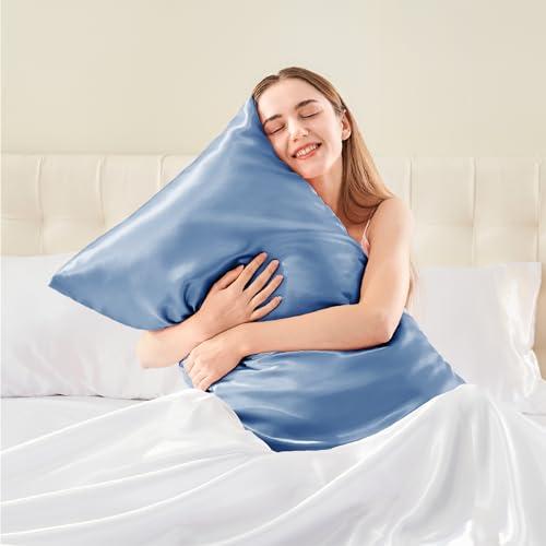 BEDELITE Satin Pillowcase for Hair and Skin, Super Soft and Cooling Similar to Silk Pillow Cases 2 Pack with Envelope Closure, Gift for Women Men(20"x30" Queen Size, Ivory)
