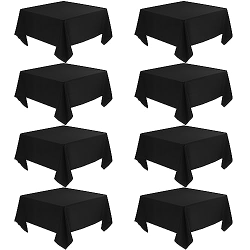8 Pack Premium Square Tablecloth for Square or Round Table, Washable Bulk Linen Table Cloth Polyester Fabric Table Covers for Wedding Party Reception Banquet Buffet (Black, 52 x 52 Inch)
