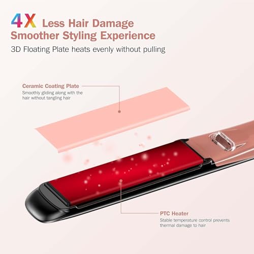 DORISILK 500 Degree High Temp Professional Hair Straightener，30s Fast Heating Ceramic Flat Iron ，2 in 1 Hair Straightener and Curler，Plasma Flat Iron Get Frizz-Free ，Dual Voltage for Travel Using