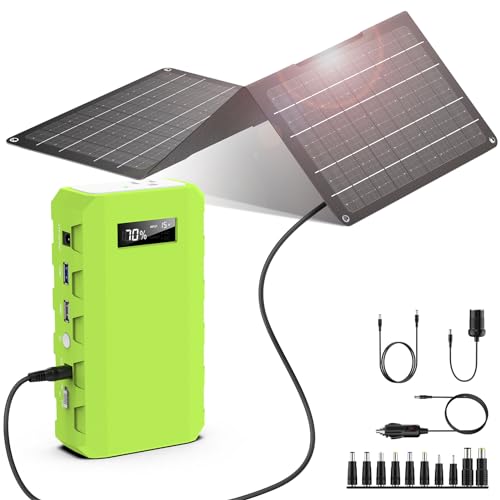 Portable Solar Generator with Panel, 24000mAh Portable Power Station with 30W Solar Panel, Lithium Battery Power 110V/88Wh AC, DC, USB QC3.0 for Home Camping Emergency Backup