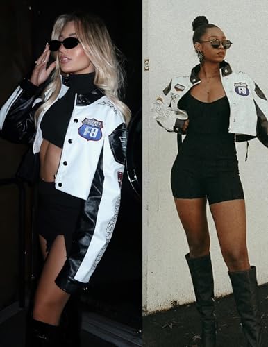 Aelfric Eden Cropped Leather Jacket Women PU Crop Moto Biker Racing Trendy Fashion Casual Coats