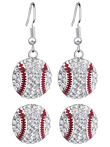 Frodete Baseball Earrings for Women Leather Softball Stud Earring Baseball Jewelry Fashion Ball Earrings for Sport Ball Fans or Player