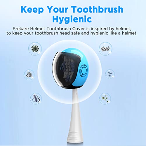 Frekare Helmet Toothbrush Covers Caps, Fits Most Manual and Electric Toothbrushes, 4 Count (Black, Grey, Green, Yellow)