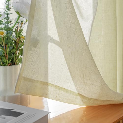 OYRING Pinch Pleated Curtains Light Filtering and Privacy Protection, Faux Linen Curtains Panels Drapery for Living Room Bedroom 84 W x 108 L Inch Easy Hanging with Hooks (1 Panel, White)