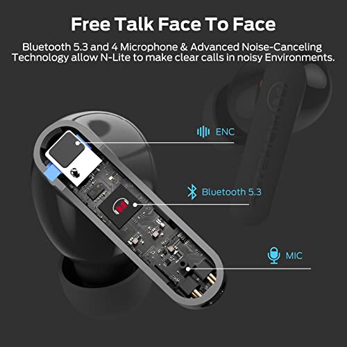 Monster Wireless Earbuds Bluetooth 5.3 Headphones with CVC 8.0 Noise Reduction, IPX8 Waterproof in-Ear Stereo Earphones 60H Playtime, Bluetooth Earbuds with Fast Charging for Sport