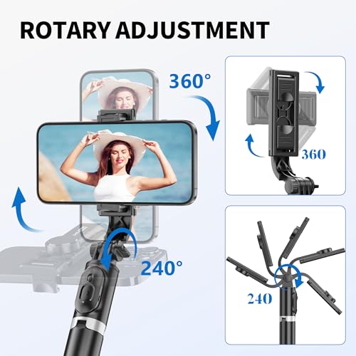 Selfie Stick Tripod, All in One Extendable & Portable iPhone Tripod Selfie Stick with Wireless Remote Compatible with iPhone 16 15 14 13 12 11 pro Xs Max 8 7, Galaxy Note10/S20/S10/OnePlus 9/9 PRO etc