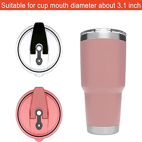 2 pcs Tumbler Replacement Lids,Spill-proof Splash Resistant Straw-friendly Cover,BPA Free & Straw Friendly (30 OZ pure color, pink&blue)