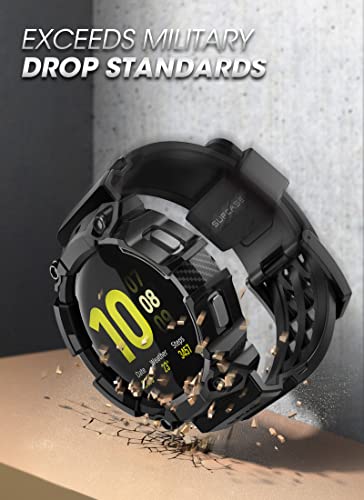 SUPCASE for Samsung Galaxy Watch 6 44mm Case with Band (Unicorn Beetle Pro), [Anti-Scratch] [Bumper Protector] Rugged Men Cover with Adjustable Strap Band for Galaxy Watch 6/5/4 44mm, Black
