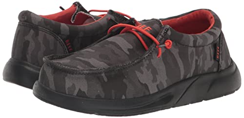 Reef Boy's Kids Cushion Coast Sneaker, Black Camo/Red, 2 Big