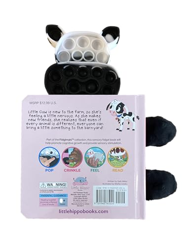 Fidgimals Little Cow Animal Farm Baby Book | Educational Children's Books, Sensory Board Book with Pop It Fidget Toys, Perfect Sensory Toys for ... Baby Books I Your Sensory Fidget Farm Friend