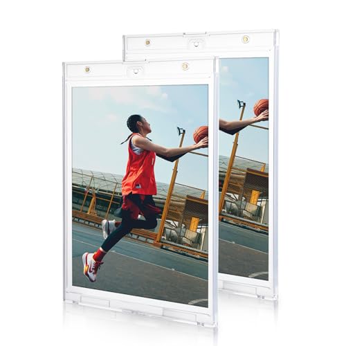 2-Pack 8 x 10 Inch-Acrylic-Magnetic-Picture-Frames - Crystal Clear Magnetic Photo Frames, One Touch Photo Magnetic Holders, UV Protection Protectors, Premium Wall Mountable Photo Protective Holders