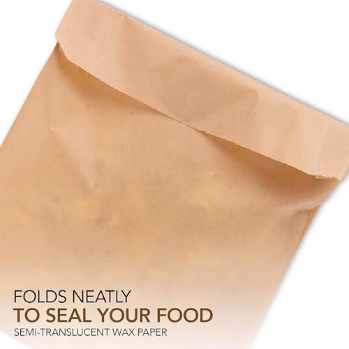 Paper Sandwich Bags Kraft Brown (125 Pack) Food Grade Bags with White Round Stickers for Sealing - Unbleached Compostable Natural Kraft Paper Stock Bags for Bakery Cookies, Treats, Snacks, Sandwiches