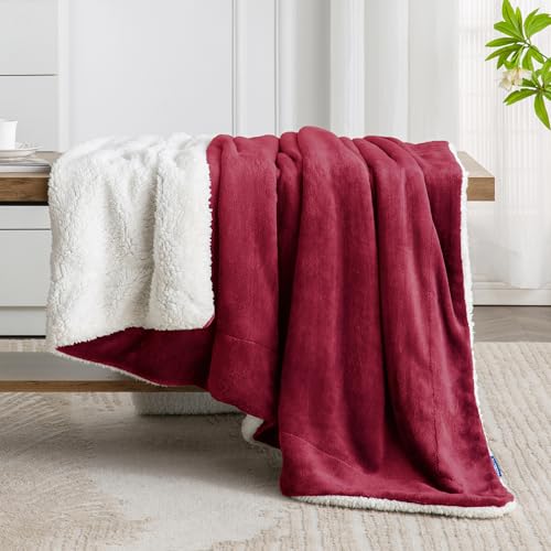 BEDELITE Sherpa Fleece Blanket Twin Size, Thick Warm Blankets for Winter, Reversible Soft & Cozy Fuzzy Blanket for Couch and Bed (Purple, 60" X 80")