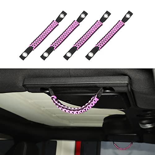 Hoolcar Paracord Grab Handles Headrest Grab Handles Rear Soundbar Grab Handle for 2007-2021 Jeep Wrangler JK JKU JL JLU JT, Black & Yellow