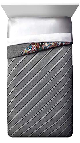 Jay Franco Marvel Comics 80th Anniversary Twin Comforter & Sham Set - Super Soft Kids Reversible Bedding - Fade Resistant Microfiber (Official Marvel Product)